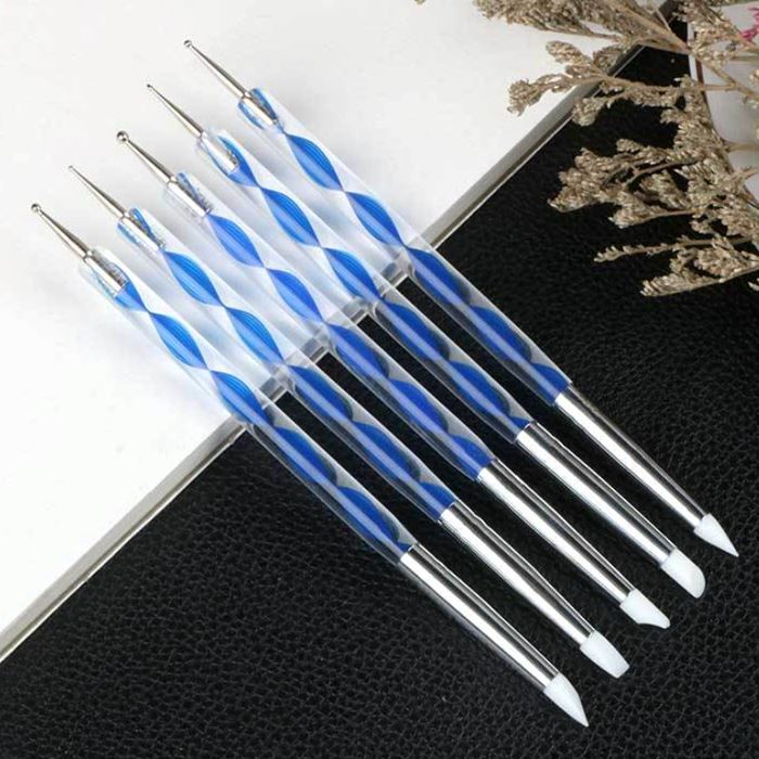 Nail Art Silicone Tip Pen 5 Pcs Set Nail Every Day And Night Blue 1 Set