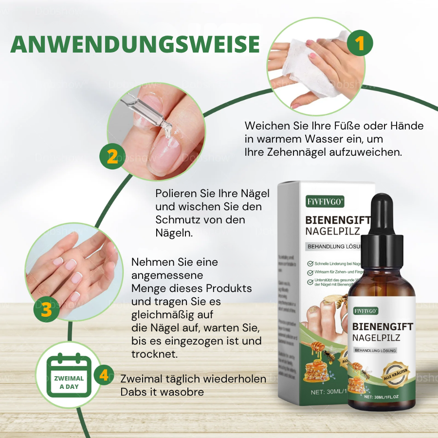 Fivfivgo® Bienengift Nagelpilz Behandlung Lösung: Natürliche Formel für die Gesundheit von Zehennägeln und Fingernägeln