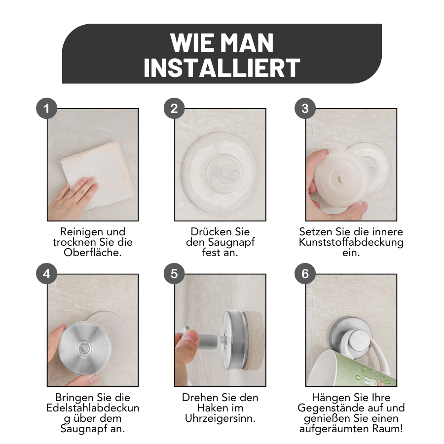 ✨2025 Aufgerüstet✨ Edelstahl-Saughaken