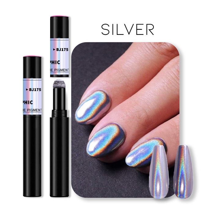 Mirror Chrome Powder Cushion Nail Every Day And Night Silver