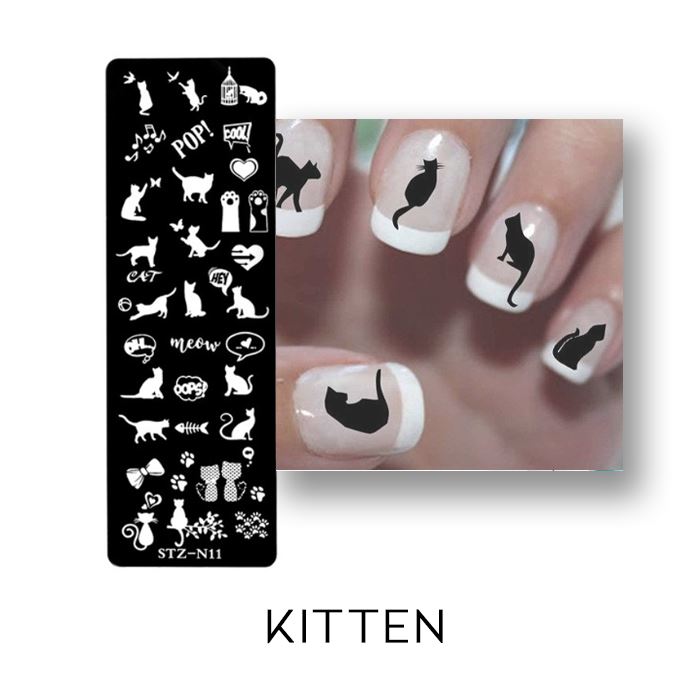 Nail Stamp Art Nail Polishes Every Day And Night Kitty