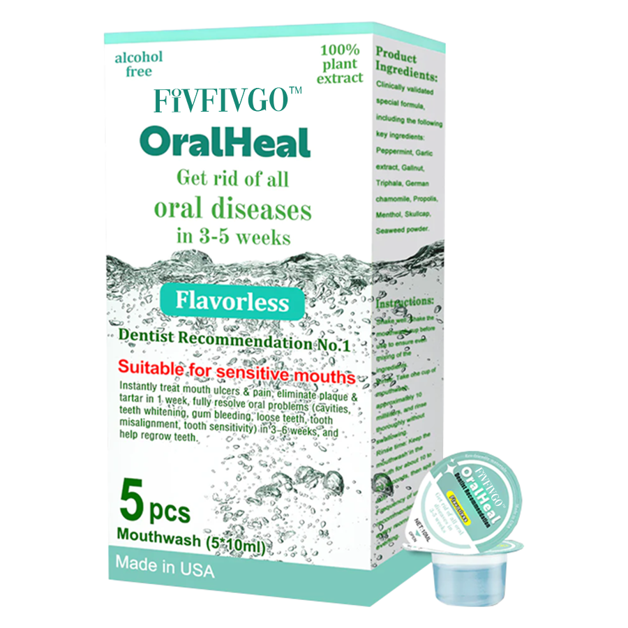 Fivfivgo™ OralHeal Mouthwash - removes calculus, whitens teeth, prevents and treats mouth ulcers, cavities, eliminates bad breath