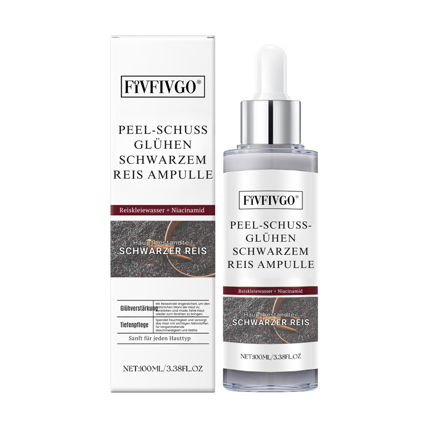 Fivfivgo® Peel-Schuss-Glühen Schwarzem Reis Ampulle