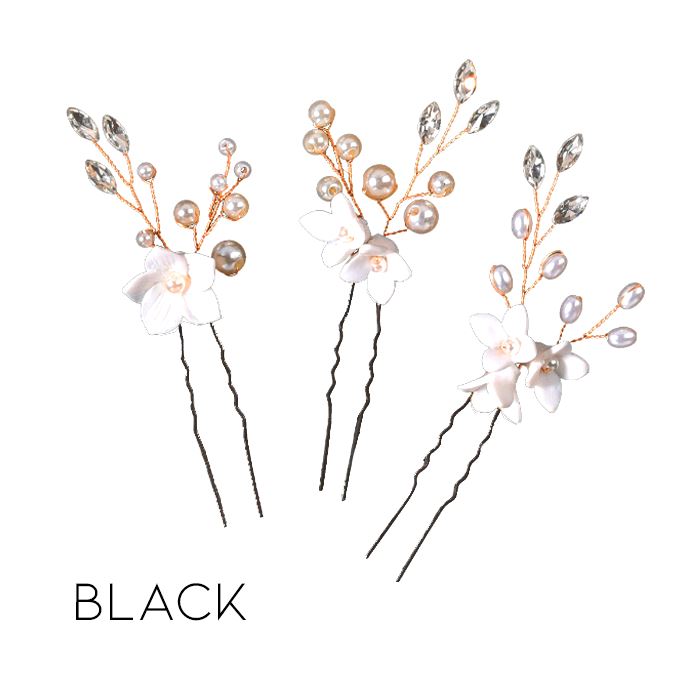 Simple & Elegant Floral Bridal Hair Comb Hair Styling Tools Every Day And Night Black