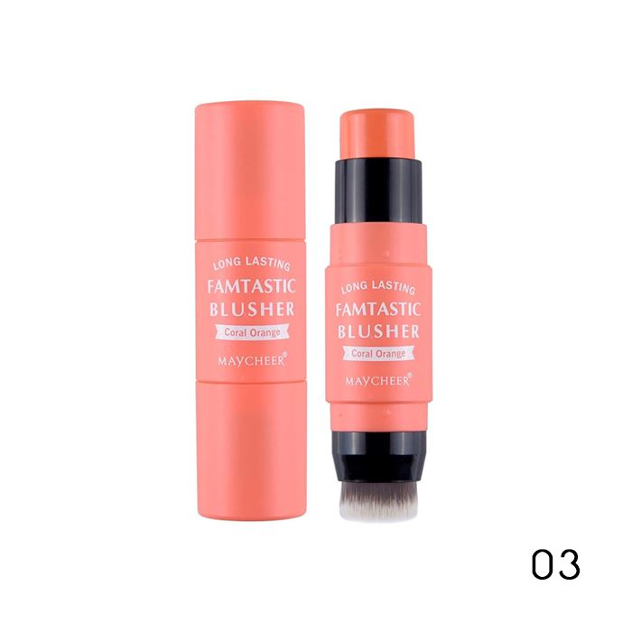 Multi-Use Creamy Blush Stick With Brush Make-up Every Day And Night 03 Coral Orange 1pc