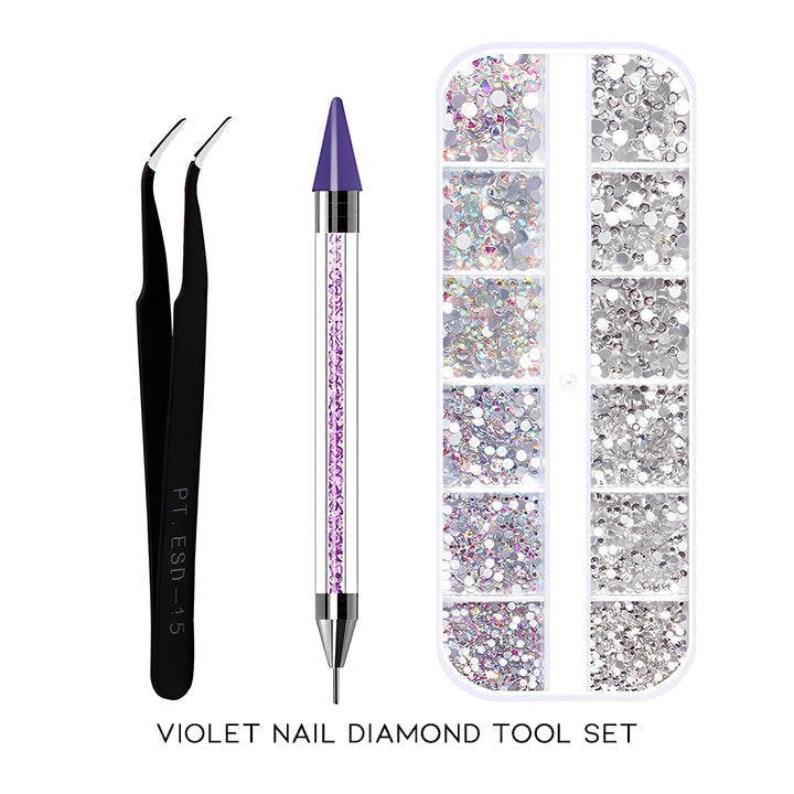 Perfect Stick-On Nail Diamond Tool Set Nail Every Day And Night Purple