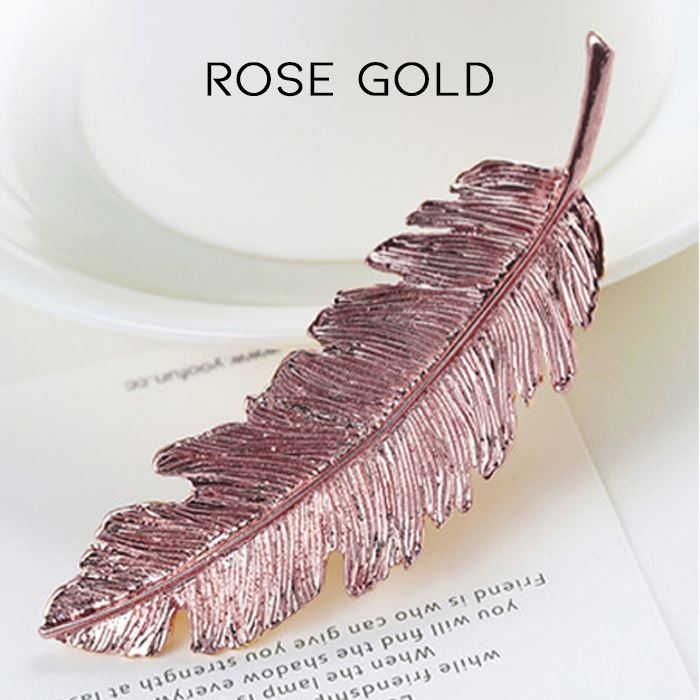 Metal Feather Hair Clip Hair Styling Tools Every Day And Night Rose Gold 1pc