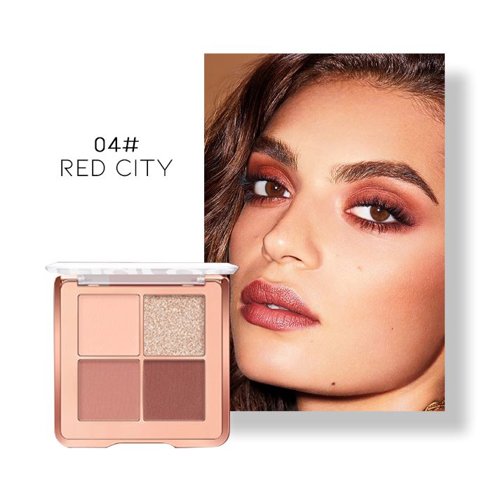 4 Shades Mini Eyeshadow Palette Make-up Every Day And Night 04# Red City