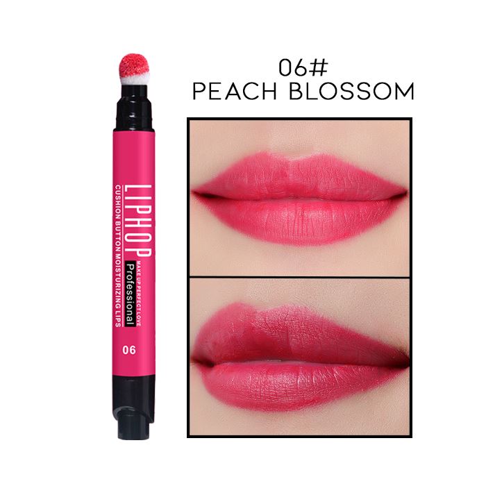 Gradient Lips Build-in Sponge Liquid Lipstick Make-up Every Day And Night 06# Peach Blossom 1pc