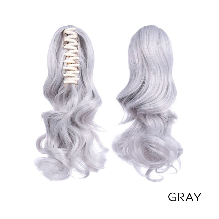 Clip-On Curly Ponytail Hair Extension Hair Styling Tools Every Day And Night Gray