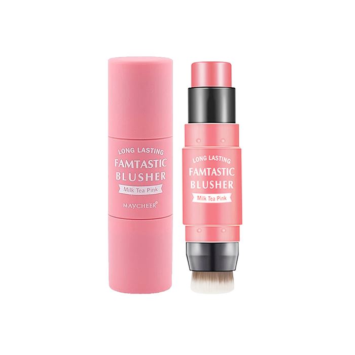 Multi-Use Creamy Blush Stick With Brush Make-up Every Day And Night 01 Milk Tea Pink 1pc 