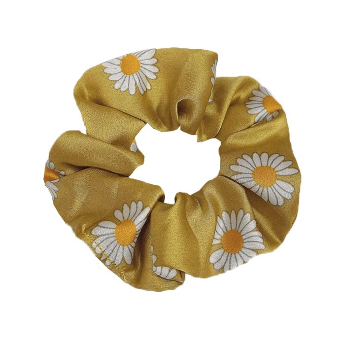 Silk Daisy Hair Scrunchies Hair Accessories Every Day And Night Yellow 