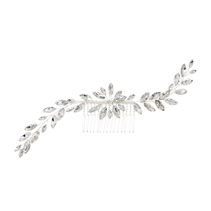 Simple & Elegant Crystal Bridal Hair Comb Hair Styling Tools Every Day And Night Silver 