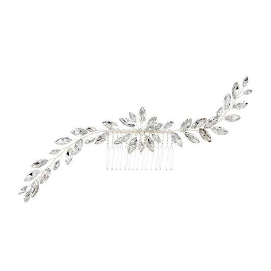 Simple & Elegant Crystal Bridal Hair Comb Hair Styling Tools Every Day And Night Silver 