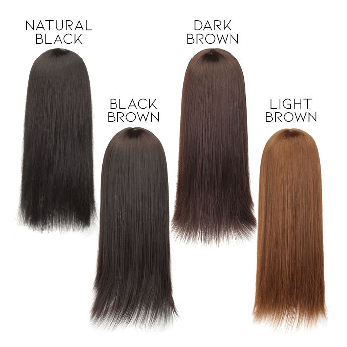 Straight Long Clip-in Hair Topper with bangs Morning Shades Dark Brown 