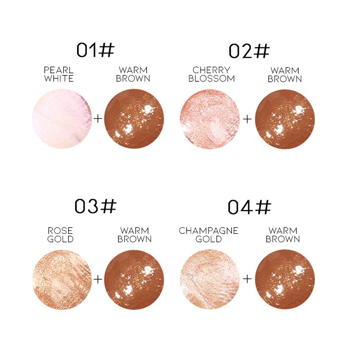 2-in-1 Liquid Face Highlight & Contour Make-up Every Day And Night 02# Cherry Blossom + Warm Brown 