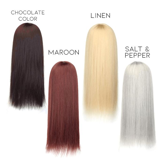 Straight Long Clip-in Hair Topper with bangs Morning Shades Chocolate Color 