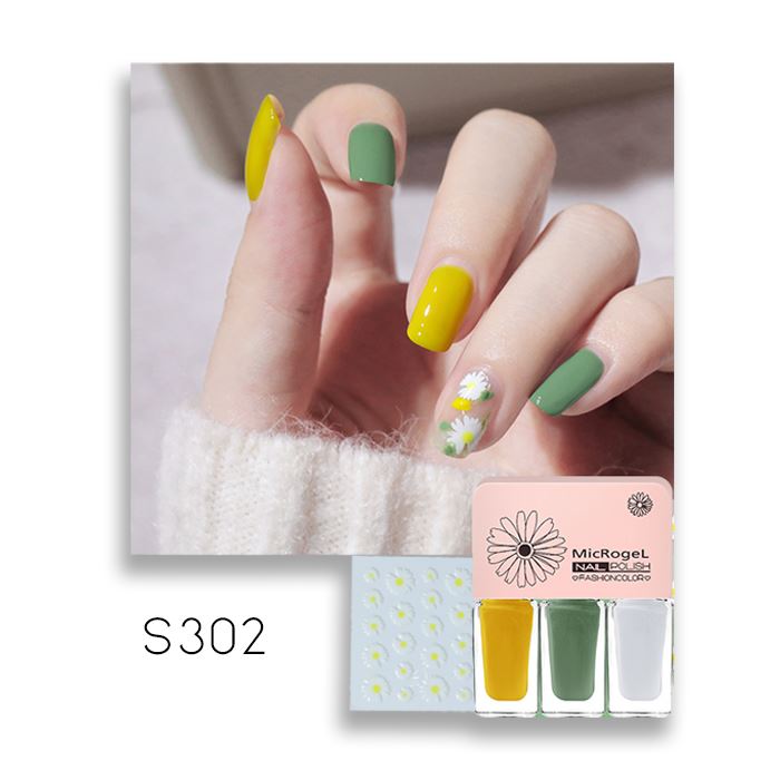 Peel-Off Nail Polish With Daisy Stickers spring-hill-lane33 S302 - Mango Matcha 