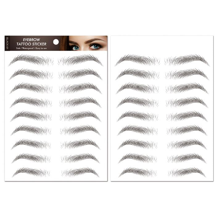 Waterproof Realistic Eyebrows Tattoo Sticker Make-up Every Day And Night Black 01 1 Set