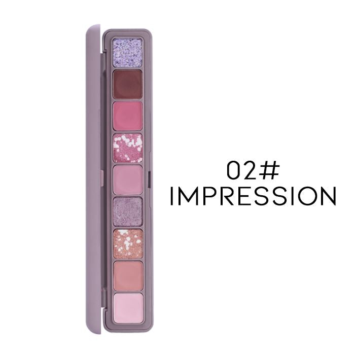9 Shades Ruler Eyeshadow Palette Make-up Every Day And Night 02# Impression 1pc 