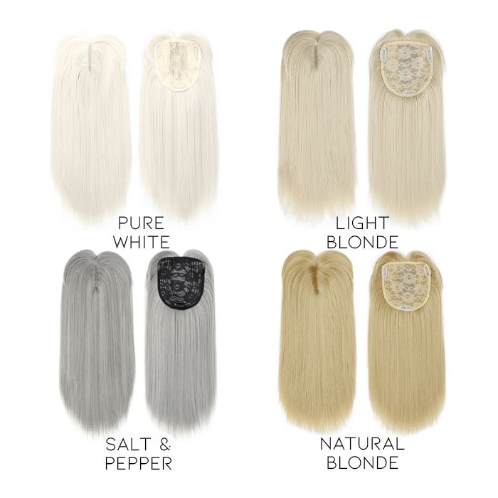 Medium Long Clip-in Hair Topper with bangs Morning Shades Natural Blonde 