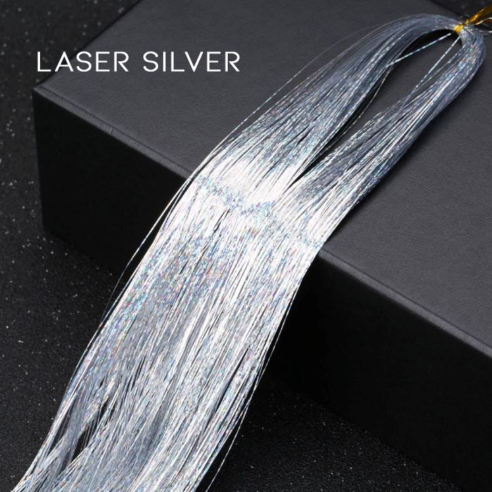 DIY Colorful Tinsel Hair (4 packs set) Hair Styling Tools Every Day And Night Laser Silver 
