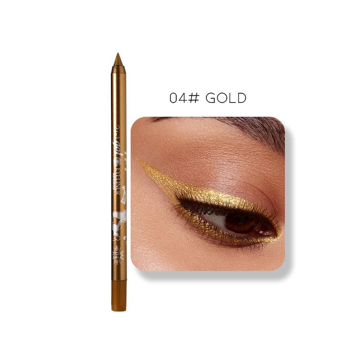 24HRS Waterproof Color Eyeliner Pencil Make-up Every Day And Night 04# Gold 1pc 