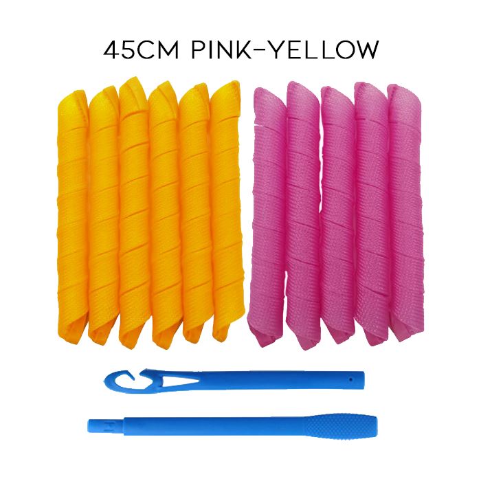 DIY Spiral Curls Hair Curler Hair Styling Tools Every Day And Night 45cm Pink-Yellow 