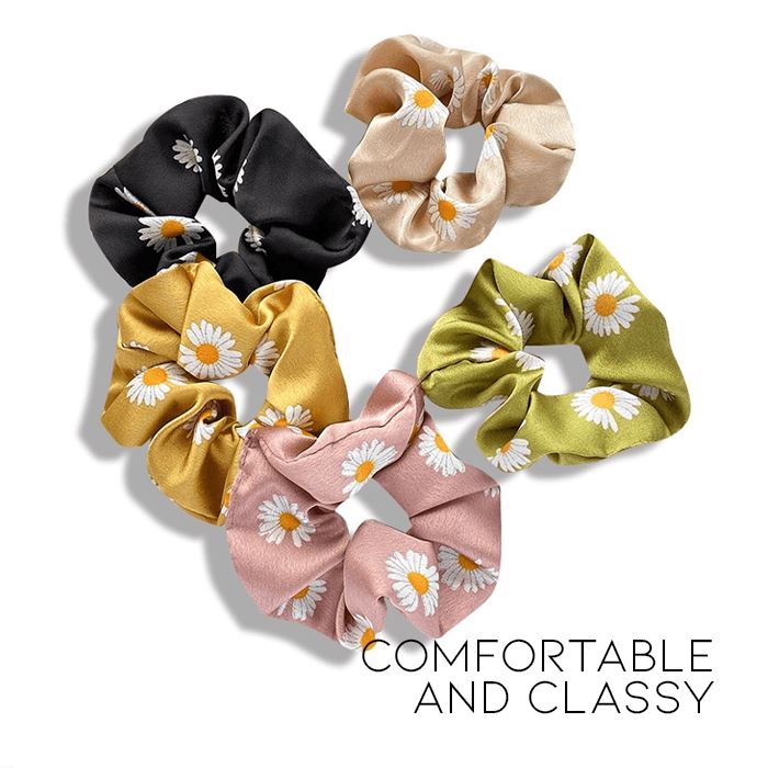 Silk Daisy Hair Scrunchies Hair Accessories Every Day And Night 