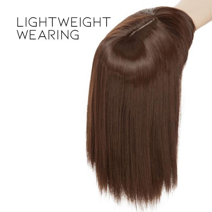 Medium Long Clip-in Hair Topper with bangs Morning Shades 