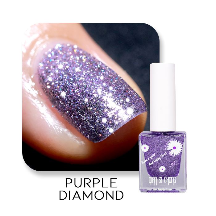 Easy Peel Off Glitter Nail Polish Nail Every Day And Night Purple Diamond 1pc 