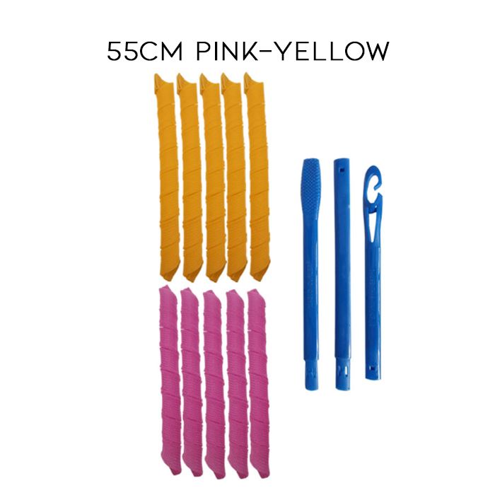 DIY Spiral Curls Hair Curler Hair Styling Tools Every Day And Night 55cm Pink-Yellow 
