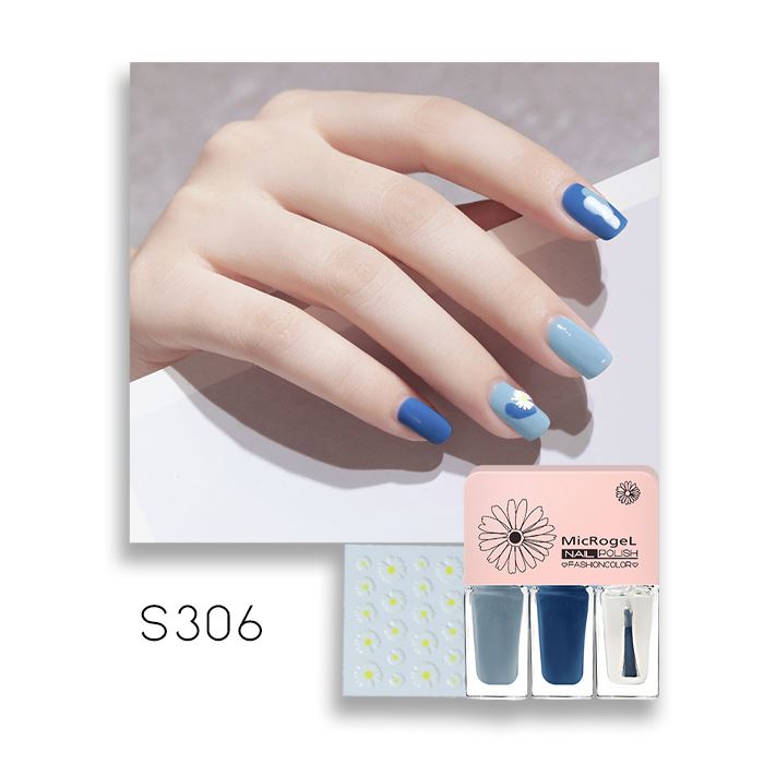 Peel-Off Nail Polish With Daisy Stickers spring-hill-lane33 S306 - Blue And Gray Letters 
