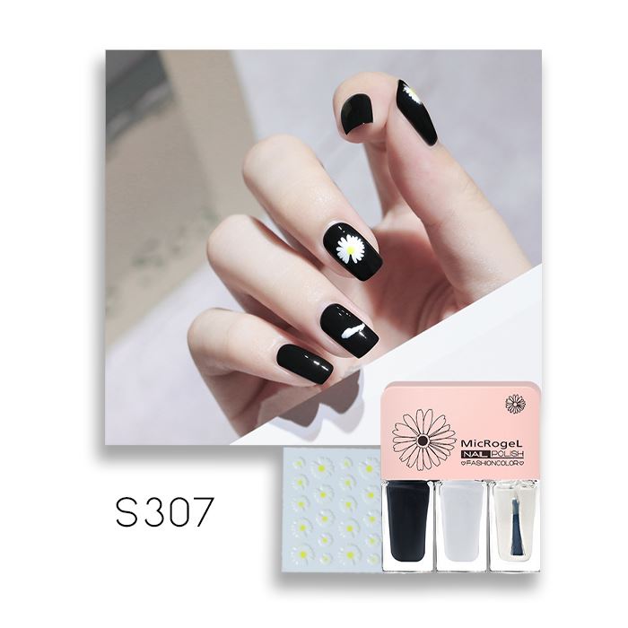 Peel-Off Nail Polish With Daisy Stickers spring-hill-lane33 S307 - Black And White Piano Keys 