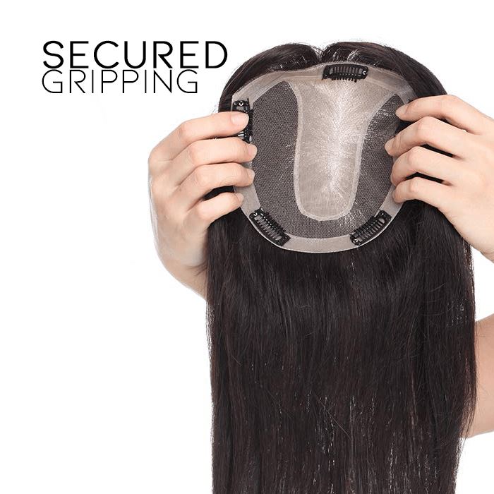 Straight Long Clip-in Hair Topper with bangs Morning Shades 