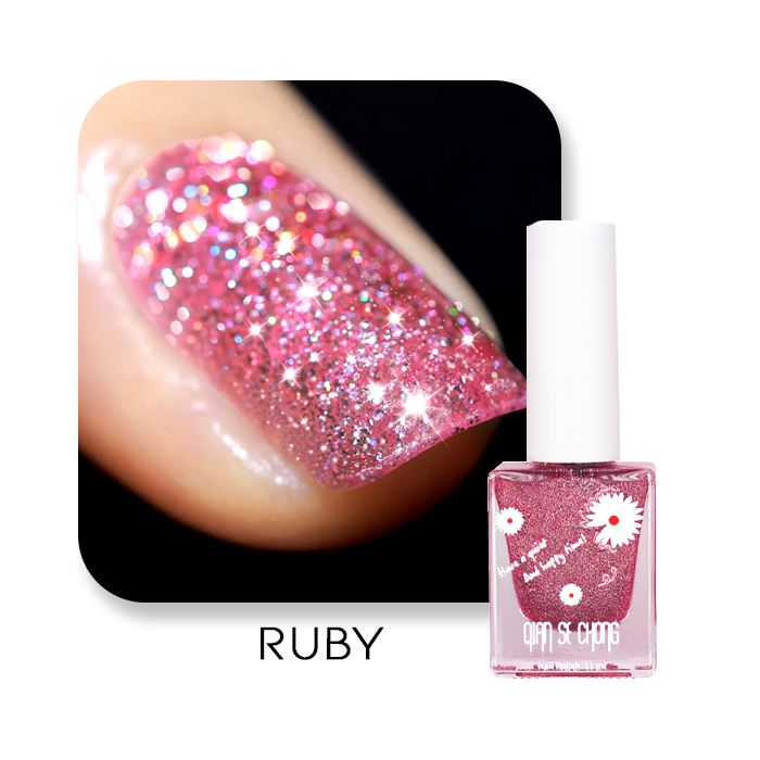 Easy Peel Off Glitter Nail Polish Nail Every Day And Night Ruby 1pc 