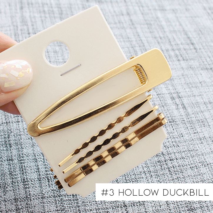 Pearl Metal Hair Clip Set Hair Accessories Every Day And Night 3 - Hollow Ducbill Clip - Five-Piece 