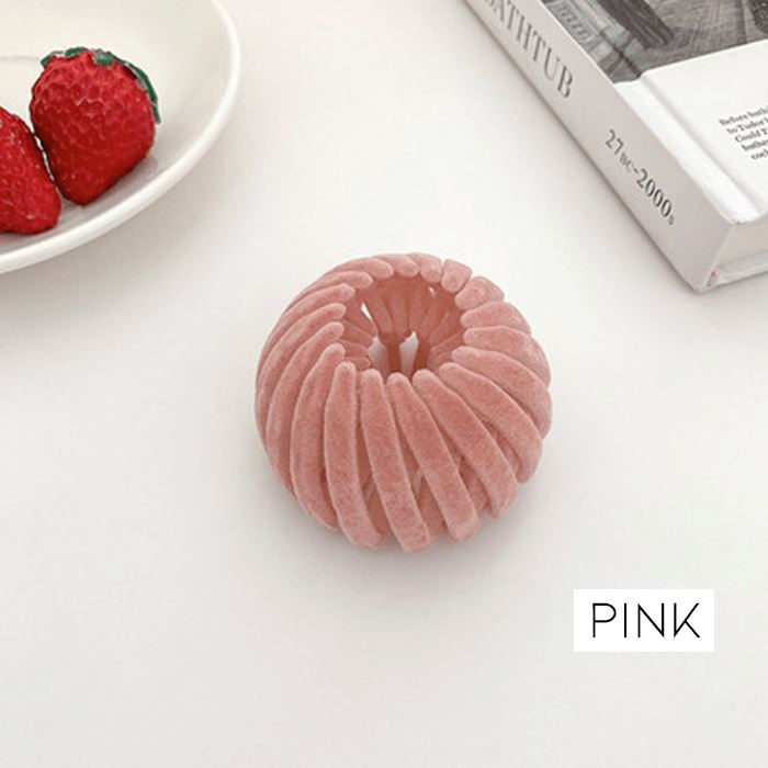 Fleece Ponytail Nest Clip Morning Shades 01# Pink 2pcs 