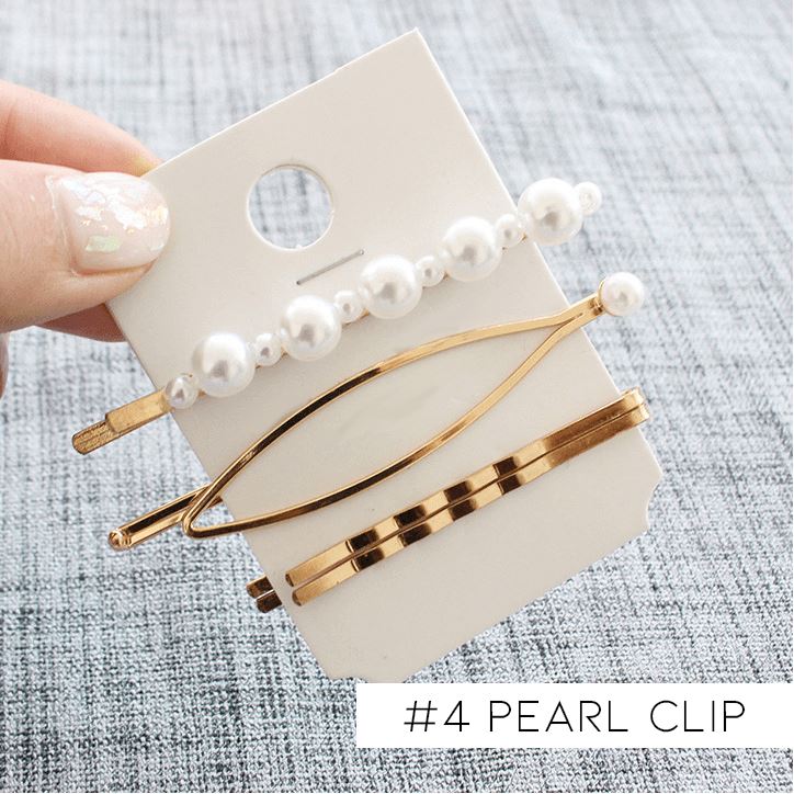 Pearl Metal Hair Clip Set Hair Accessories Every Day And Night 4 - Pearl Clip - Four-Piece 