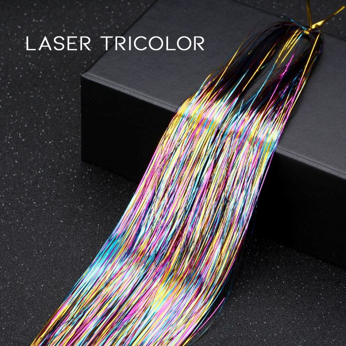 DIY Colorful Tinsel Hair (4 packs set) Hair Styling Tools Every Day And Night Laser Tricolor 