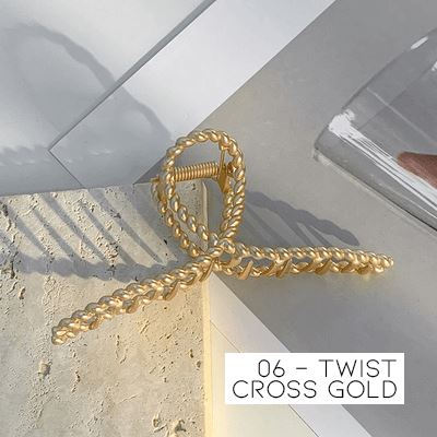 Metal Hair Claw Clips Apparel & Accessories Every Day And Night 6 - Twist Cross Gold 