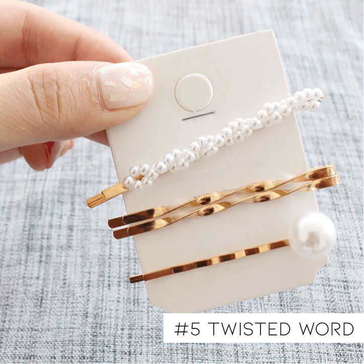 Pearl Metal Hair Clip Set Hair Accessories Every Day And Night 5 - Twisted Word Folder - Four-Piece 