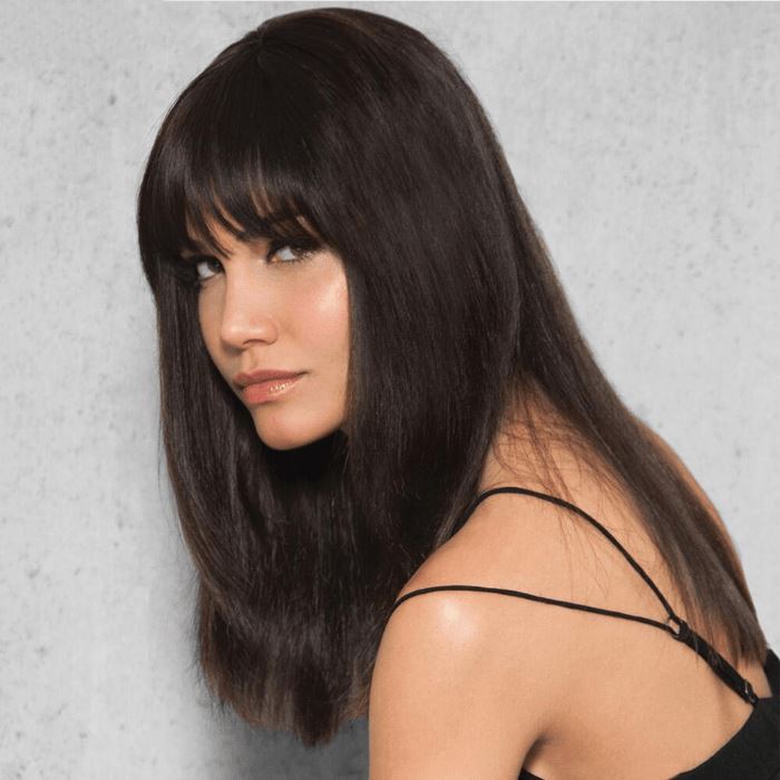 Medium Long Clip-in Hair Topper with bangs Morning Shades 