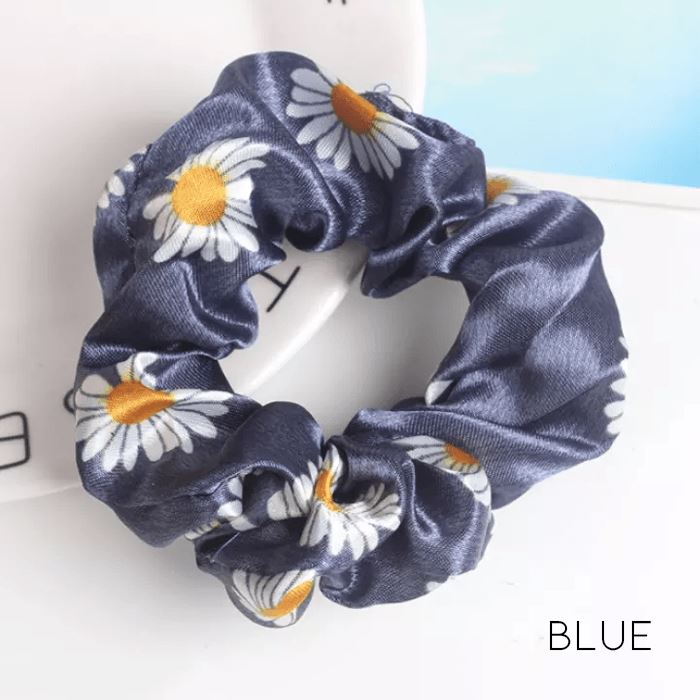 Silk Daisy Hair Scrunchies Hair Accessories Every Day And Night Blue 