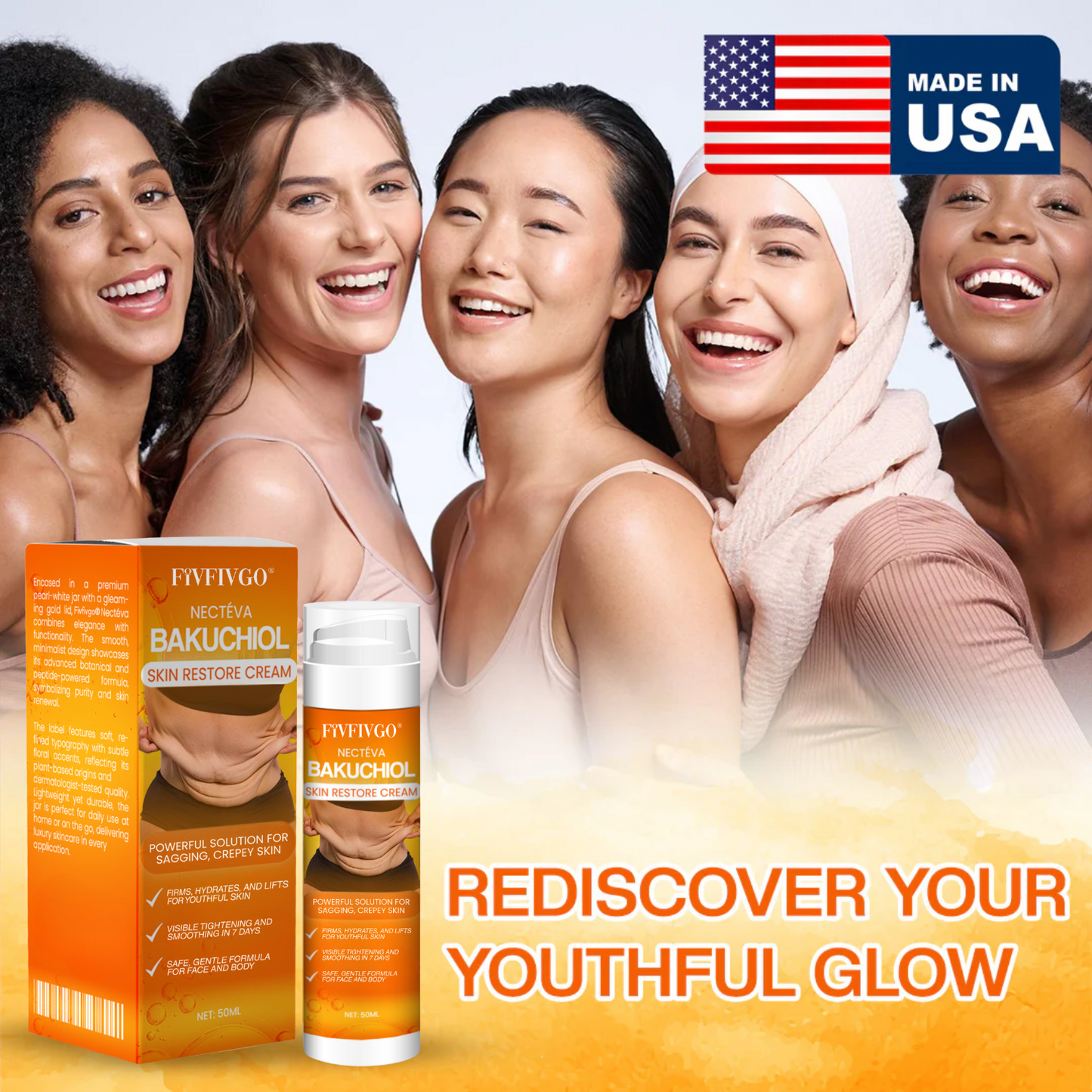 Fivfivgo® Nectéva Bakuchiol Skin Restore Cream (Anti-aging, Hydrating, Skin Firming & Lifting)