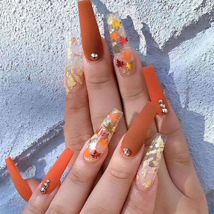 Fall Nail Idea Maple Leaf Nail Glitter Nail Every Day And Night 
