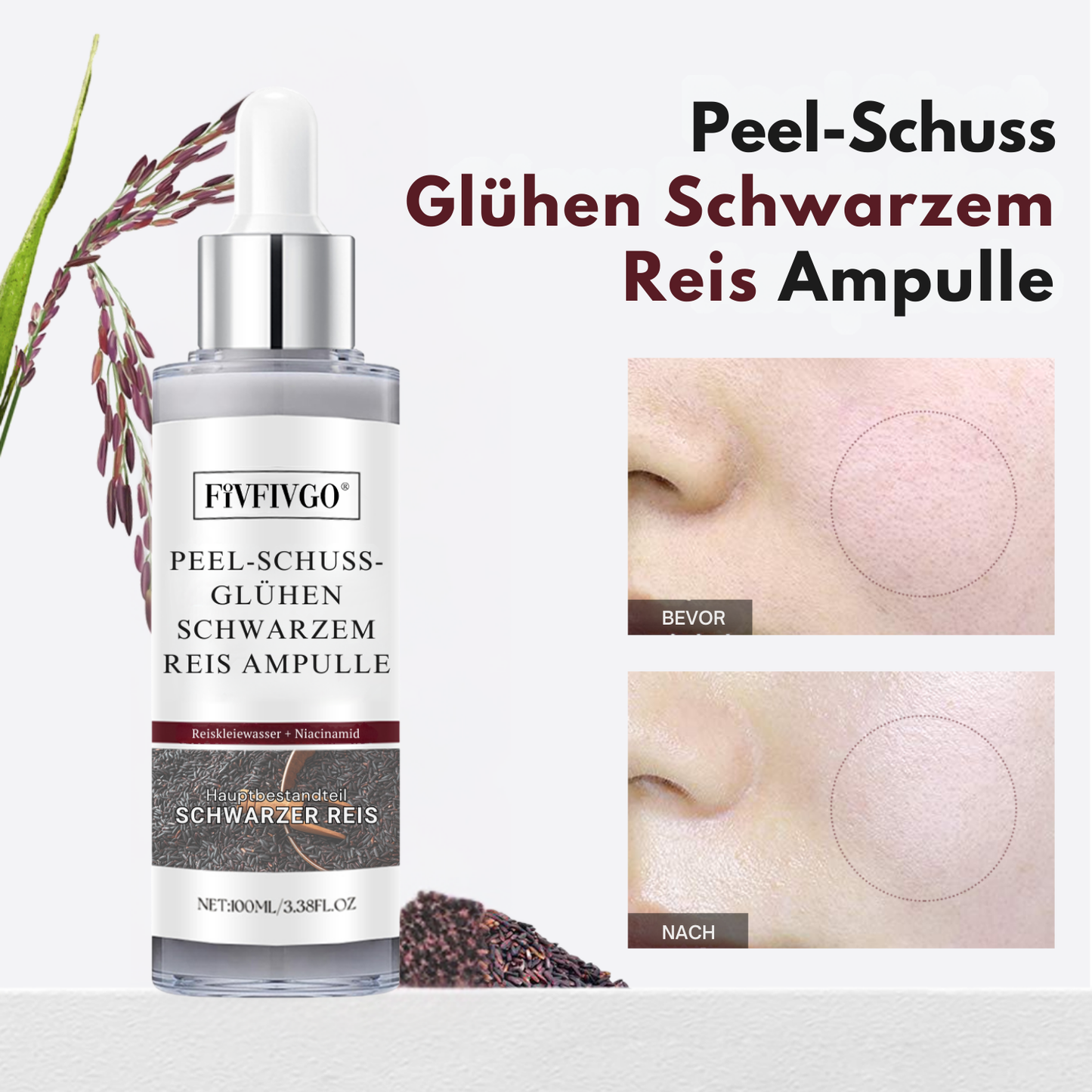 Fivfivgo® Peel-Schuss-Glühen Schwarzem Reis Ampulle