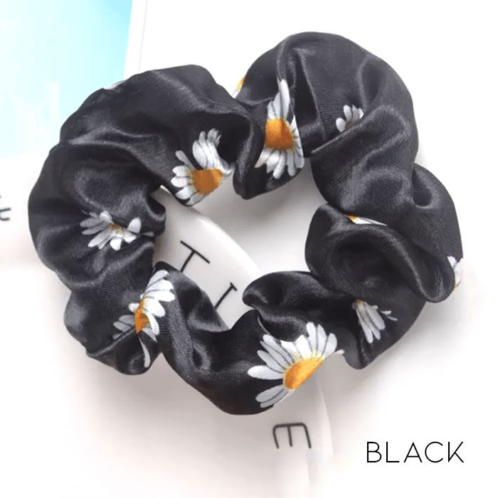 Silk Daisy Hair Scrunchies Hair Accessories Every Day And Night Black 