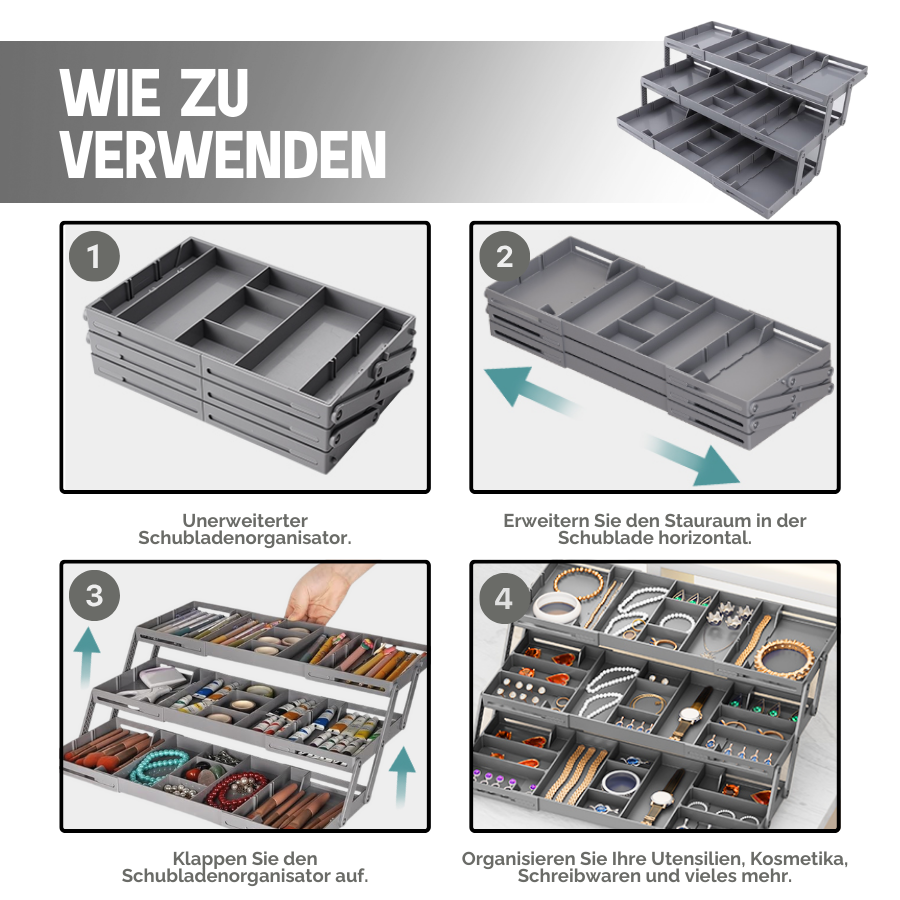 Mehrstufiger Smart Schubladenorganisator