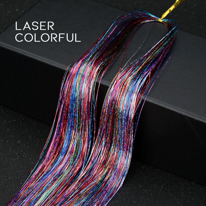 DIY Colorful Tinsel Hair (4 packs set) Hair Styling Tools Every Day And Night Laser Colorful 